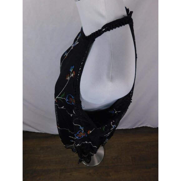 Potter's Pot Black Embroidered Mesh Halter Blouse Gothic Witch - Picture 4 of 11